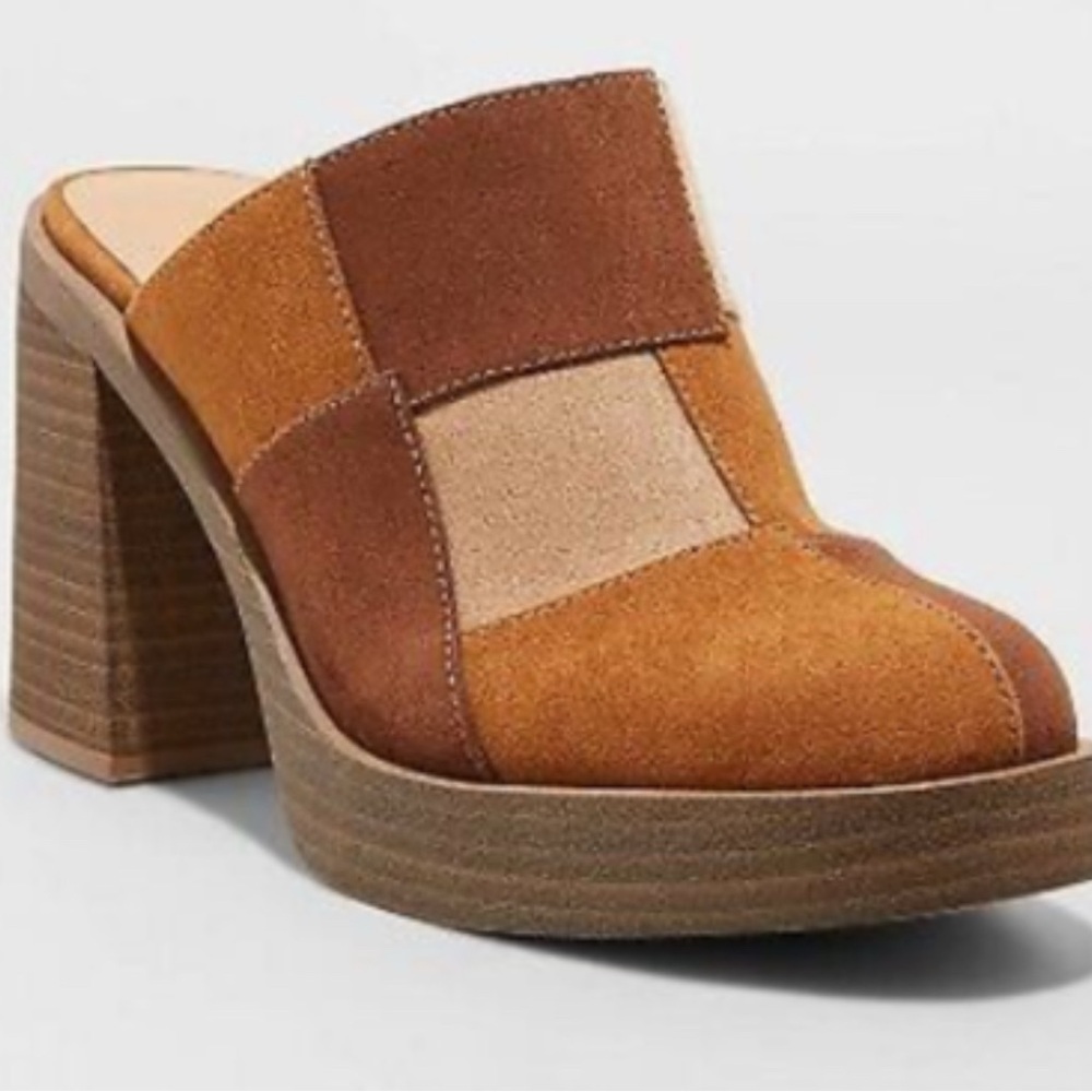 Women's Patchwork Block Heel Mules - image 1